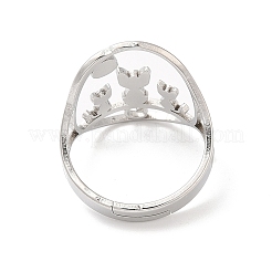 Non-Tarnish 304 Stainless Steel Hollow Cat Adjustable Ring&nbsp;RJEW-L107-022P