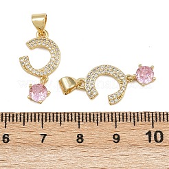 Brass Micro Pave Cubic Zirconia Pendants&nbsp;KK-C132-15G