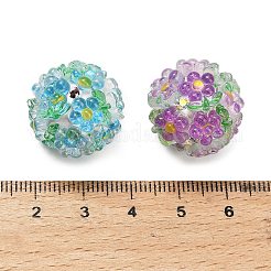 Flower with Round Polymer Clay Rhinestone Beads&nbsp;RESI-Z045-08