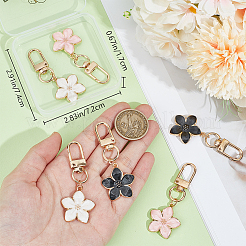 6Pcs 3 Colors Flower Alloy Enamel Pendant Decorations&nbsp;KEYC-BBC0001-02