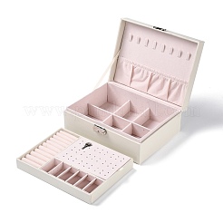 PU Imitation Leather Jewelry Organizer Box with Lock&nbsp;CON-P016-B04