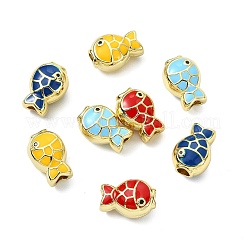 8Pcs 4 Colors Brass Enamel Beads&nbsp;KK-CJ0005-52