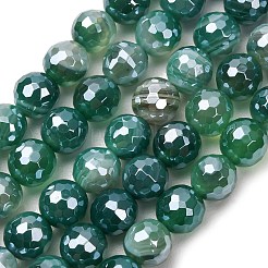 Electroplated Natural Agate Beads Strands&nbsp;G-B191-A07-8mm-09
