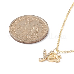 Clear Cubic Zirconia Word Yes Pendant Necklace&nbsp;NJEW-JN04330-01