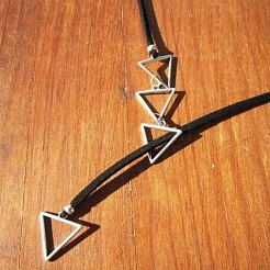Adjustable Alloy Triangle Imitation Leather Cord Lariat Necklaces&nbsp;WGC01CF-01