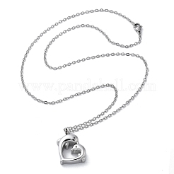 304 Stainless Steel Double Dolphin Heart Urn Ashes Necklaces&nbsp;STAS-Z106-08P