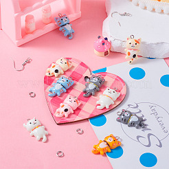DIY Cat Shaped Resin Dangle Earring Making Kit&nbsp;DIY-TA0009-93
