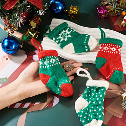 4Pcs 4 Styles Christmas Polyester Socks Pendant Decorations&nbsp;AJEW-TA0003-29A
