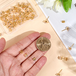 40Pcs Brass Micro Pave Clear Cubic Zirconia Stud Earring Findings&nbsp;KK-BBC0022-23