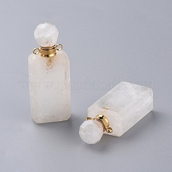 Faceted Natural Quartz Crystal Openable Perfume Bottle Pendants&nbsp;G-P435-C-01G