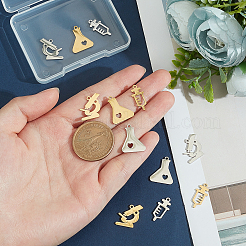 12Pcs 6 Style Ion Plating(IP) 201 Stainless Steel Pendants&nbsp;STAS-UN0032-19