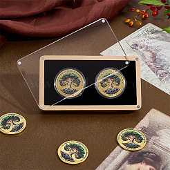 Beech Wood & Acrylic & Velvet Magnetic Coin Storage Box&nbsp;CON-WH0095-195