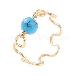 Gemstone Round Beaded Finger Ring&nbsp;RJEW-JR00442