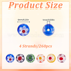 4 Strands Handmade Millefiori Glass Beads Strands&nbsp;LK-HY0001-03