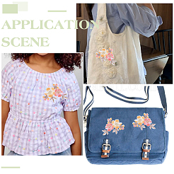 6Pcs Flower Polyester & Cotton Computerized Embroidery Iron on/Sew on Patches&nbsp;PATC-HY0001-91B