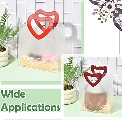 10Pcs 2 Styles Frosted Translucent Rectangle PVC Plastic Storage Bags with Red PU Leather Heart Hole Handles&nbsp;ABAG-YW0001-24
