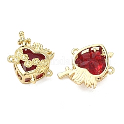 Brass Pave Clear Cubic Zirconia Connector Pendants&nbsp;KK-F933-09A-G