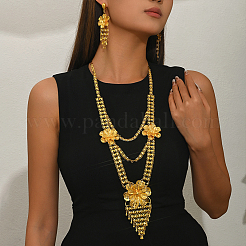 Luxury Iron Floral Tassel Pendant Necklace & Dangle Stud Earrings Set for Women&nbsp;VS2280