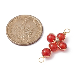 Natural Mixed Gemstone Connector Charms&nbsp;PALLOY-JF02228