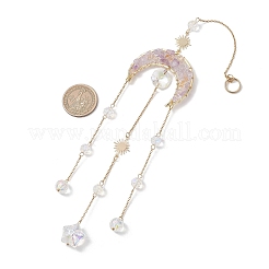 Natural Ametrine Chip Beads & Glass Beads & Brass Hanging Suncatchers&nbsp;HJEW-JM04754