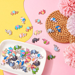 48Pcs 12 Styles Alloy Enamel Connector Charms&nbsp;ENAM-TA0001-38
