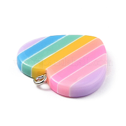 Rainbow Heart Resin Pendants&nbsp;CRES-O003-02