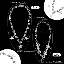 2Pcs 2 Styles Alloy Star Necklace Sets for Women&nbsp;NJEW-SC0001-51