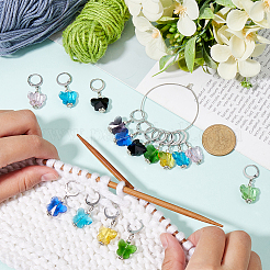 Glass Butterfly Pendant Locking Stitch Markers&nbsp;HJEW-SC00069