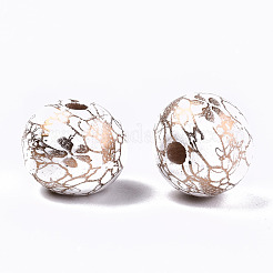 Spray Painted Natural Wooden Beads&nbsp;WOOD-R270-03B