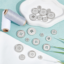 20Pcs 4 Styles 4-Hole Zinc Alloy Buttons&nbsp;BUTT-NB0002-12P