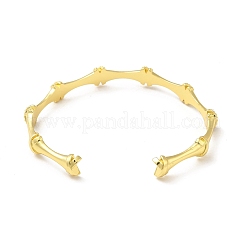 Clear Cubic Zirconia Bamboo Shape Open Cuff Bangle&nbsp;BJEW-M231-11G