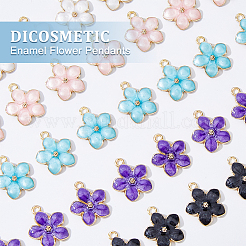 150Pcs 5 Colors Flower Shape Alloy Enamel Pendants&nbsp;ENAM-DC0001-32