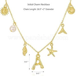 Summer Brass Initial Letter Starfish Shell Shaped Pendant Bib Necklaces for Women&nbsp;FS-WGBCAD2-11