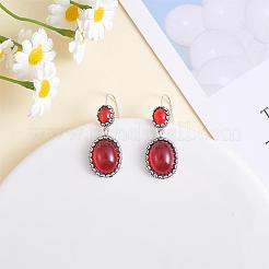 Red Resin Oval Dangle Earrings&nbsp;JE1087A