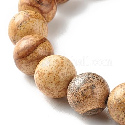 Natural Picture Jasper Round Beads Stretch Bracelet for Girl Women&nbsp;BJEW-JB06895-01