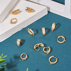 12Pcs 6 Styles Brass Micro Pave Cubic Zirconia Hoop Earring Finding&nbsp;KK-TA0002-57