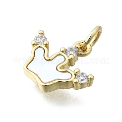 Brass Micro Pave Clear Cubic Zirconia Crown Charms&nbsp;KK-V010-27G