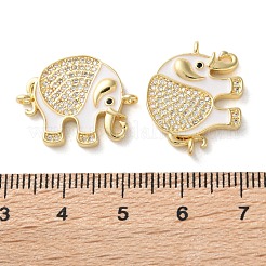Rack Plating Brass Micro Pave Clear Cubic Zirconia Connector Charms&nbsp;KK-C084-02G-03