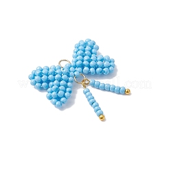 Glass Seed Beaded Bowknot Pendants&nbsp;PALLOY-MZ01055-03