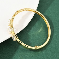 Brass Micro Pave Clear Cubic Zirconia Bangles&nbsp;BJEW-F504-01G
