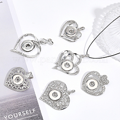 6Pcs 6 Style Alloy Rhinestone Hang Snap Base Pendants&nbsp;FIND-CA0006-90