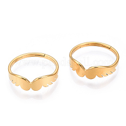 Ion Plating(IP) 304 Stainless Steel Wing Adjustable Ring for Women&nbsp;RJEW-T027-10G