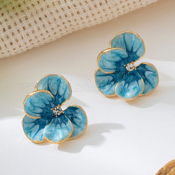 Flower Alloy Stud Earrings. with Rhinestone and Enamel&nbsp;FS-WGB7941-01