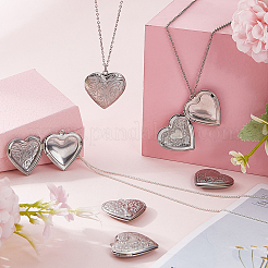 12Pcs 3 Styles 316 Stainless Steel Locket Pendants&nbsp;STAS-SC0007-55