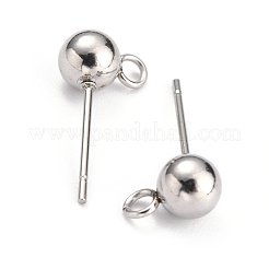 Non-Tarnish 304 Stainless Steel Ball Post Stud Earring Findings&nbsp;STAS-Z035-02P-E