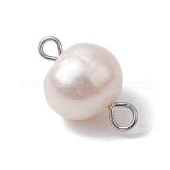 Natural Cultured Freshwater Pearl Connector Charms&nbsp;PALLOY-JF03090-01