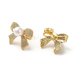 Brass Micro Pave Cubic Zirconia Stud Earrings for Women&nbsp;EJEW-M251-05G