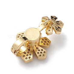 Rack Plating Flower Brass Pave Clear Cubic Zirconia Fold Over Magnetic Clasps&nbsp;KK-C019-21G