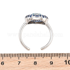 Heart Brass Micro Pave Cubic Zirconia Cuff Open Rings for Women&nbsp;CU-CBA0A21-01P-01