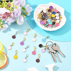 60Pcs Smiling Face Alloy Enamel Pendant Decorations&nbsp;HJEW-YW00244
